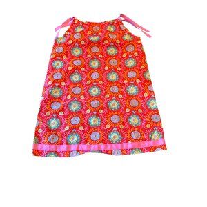 Hanna Andersson 140 Girls Cotton Floral Print Dress Size 12‎ Red & Multicolor